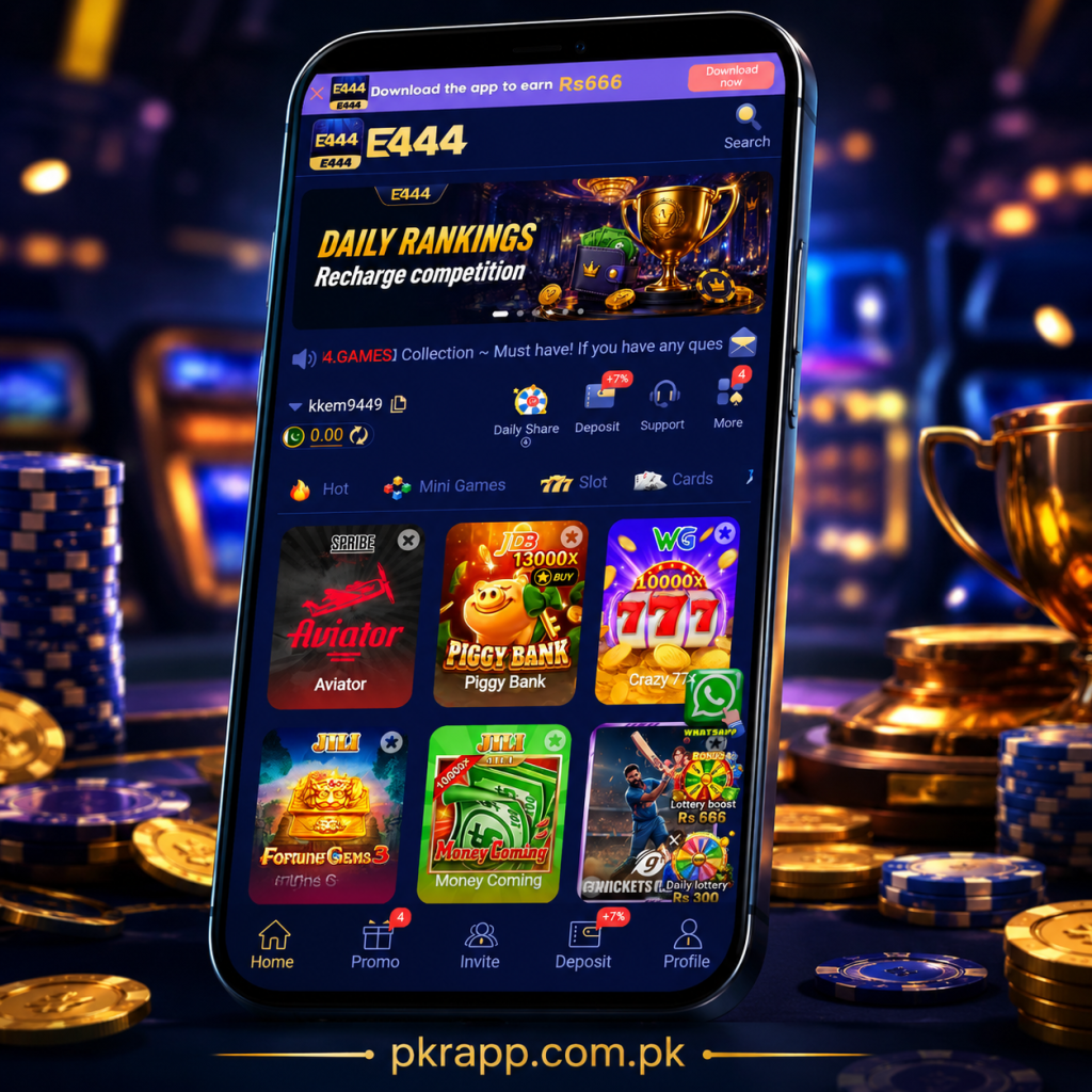 e444 online gaming platform interface with games, features, rewards, and safety information